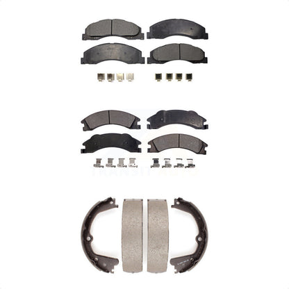 Ceramic Brake Pads & Parking Shoe Front Rear Kit For Ford E-350 Super Duty E-250