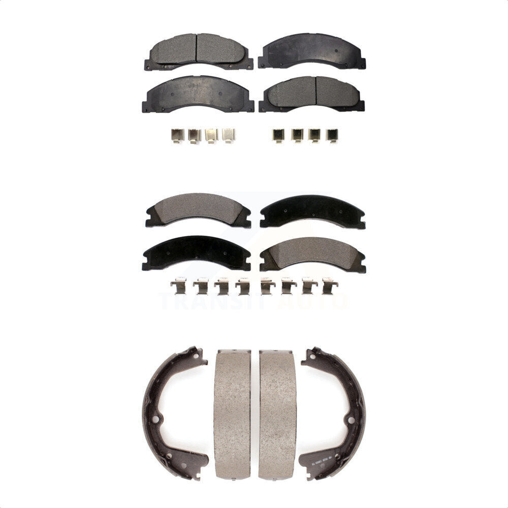 Ceramic Brake Pads And Parking Shoes Front Rear Kit For Ford E-450 Super Duty