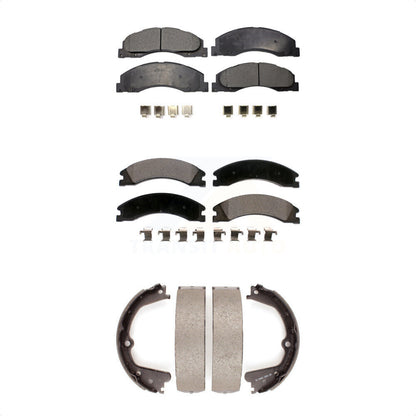 Ceramic Brake Pads And Parking Shoes Front Rear Kit For Ford E-450 Super Duty