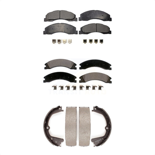 Ceramic Brake Pads And Parking Shoes Front Rear Kit For Ford E-450 Super Duty