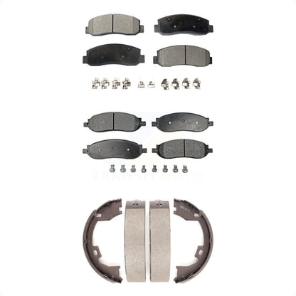 Ceramic Brake Pads & Parking Shoe Front Rear Kit For Ford F-350 Super Duty F-250