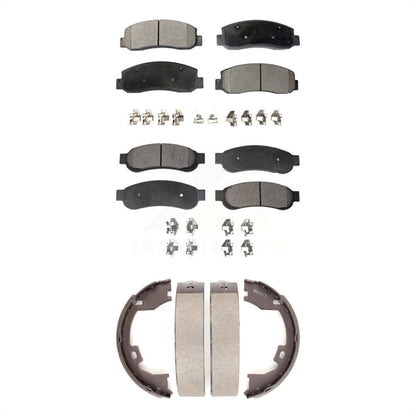Ceramic Brake Pads And Parking Shoes Front Rear Kit For Ford F-350 Super Duty