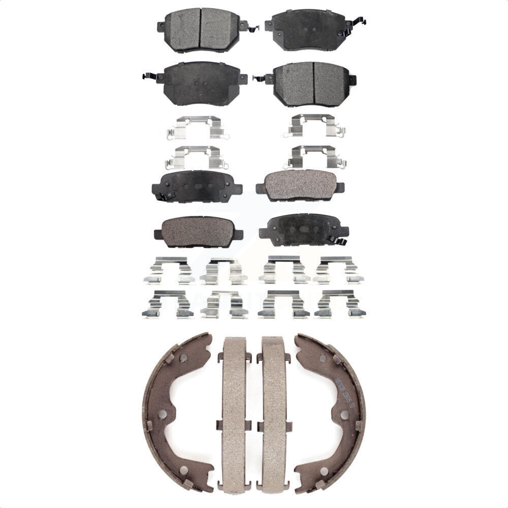 Ceramic Brake Pads Parking Shoe Front Rear Kit For Nissan Altima Maxima INFINITI