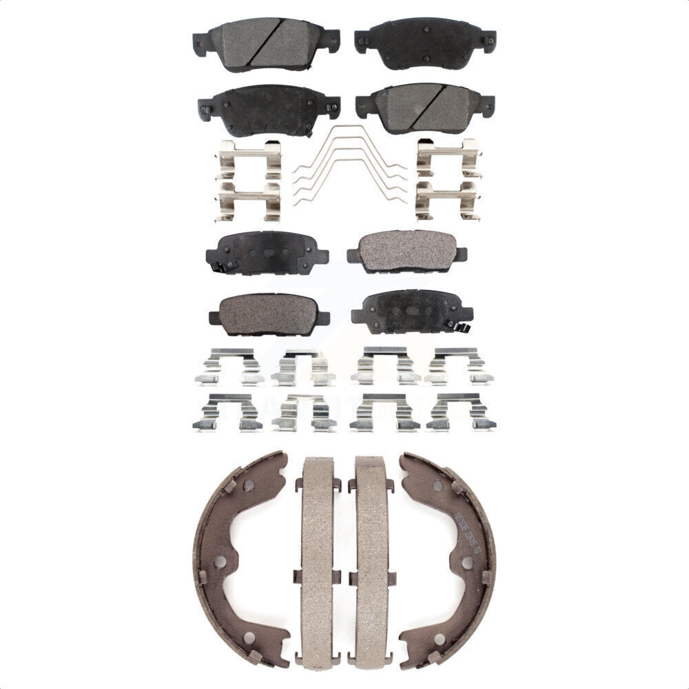 Ceramic Brake Pads And Parking Shoes Front Rear Kit For INFINITI G35 Q60