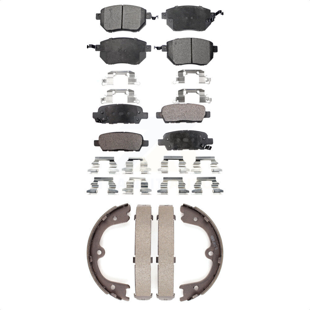Ceramic Brake Pads And Parking Shoes Front Rear Kit For Nissan Murano