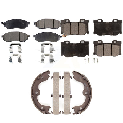 Ceramic Brake Pads And Parking Shoes Front Rear Kit For Nissan 370Z