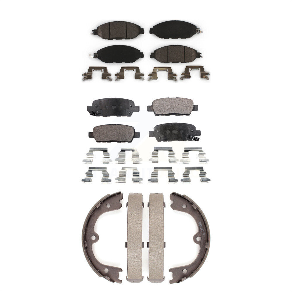 Ceramic Brake Pads & Parking Shoes Front Rear Kit For Nissan Pathfinder INFINITI