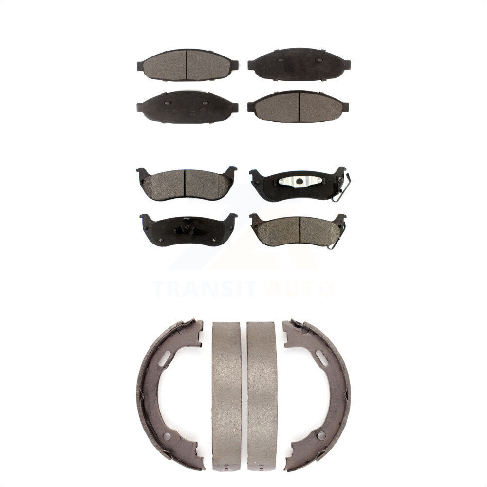 Ceramic Brake Pads & Parking Shoe Front Rear Kit For 2004-2008 Chrysler Pacifica