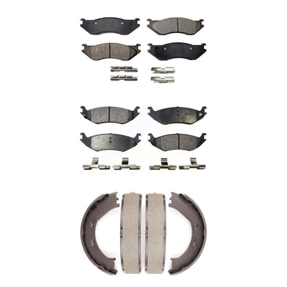 Ceramic Brake Pads And Parking Shoes Front Rear Kit For Dodge Ram 1500