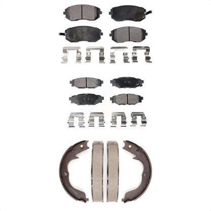 Ceramic Brake Pads And Parking Shoes Front Rear Kit For Subaru Outback Forester