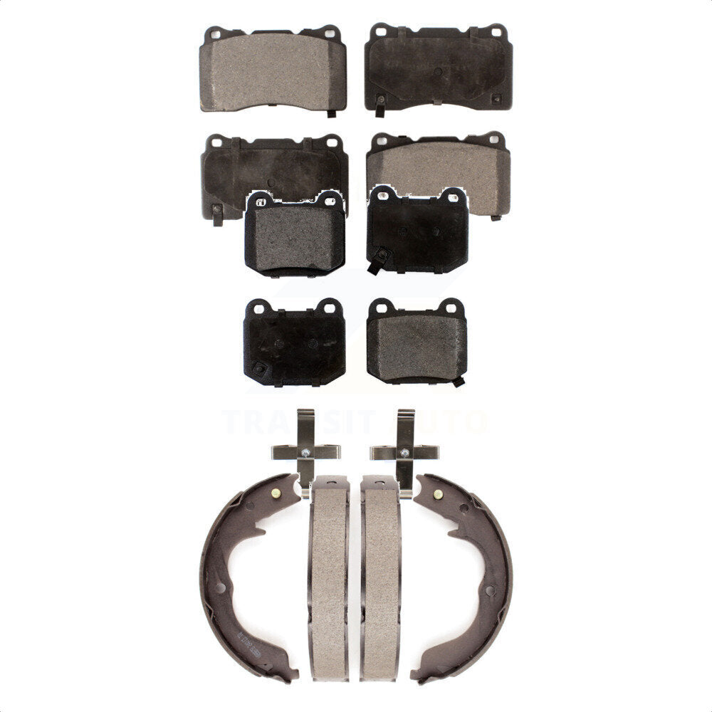 Ceramic Brake Pads And Parking Shoes Front Rear Kit For Subaru Impreza