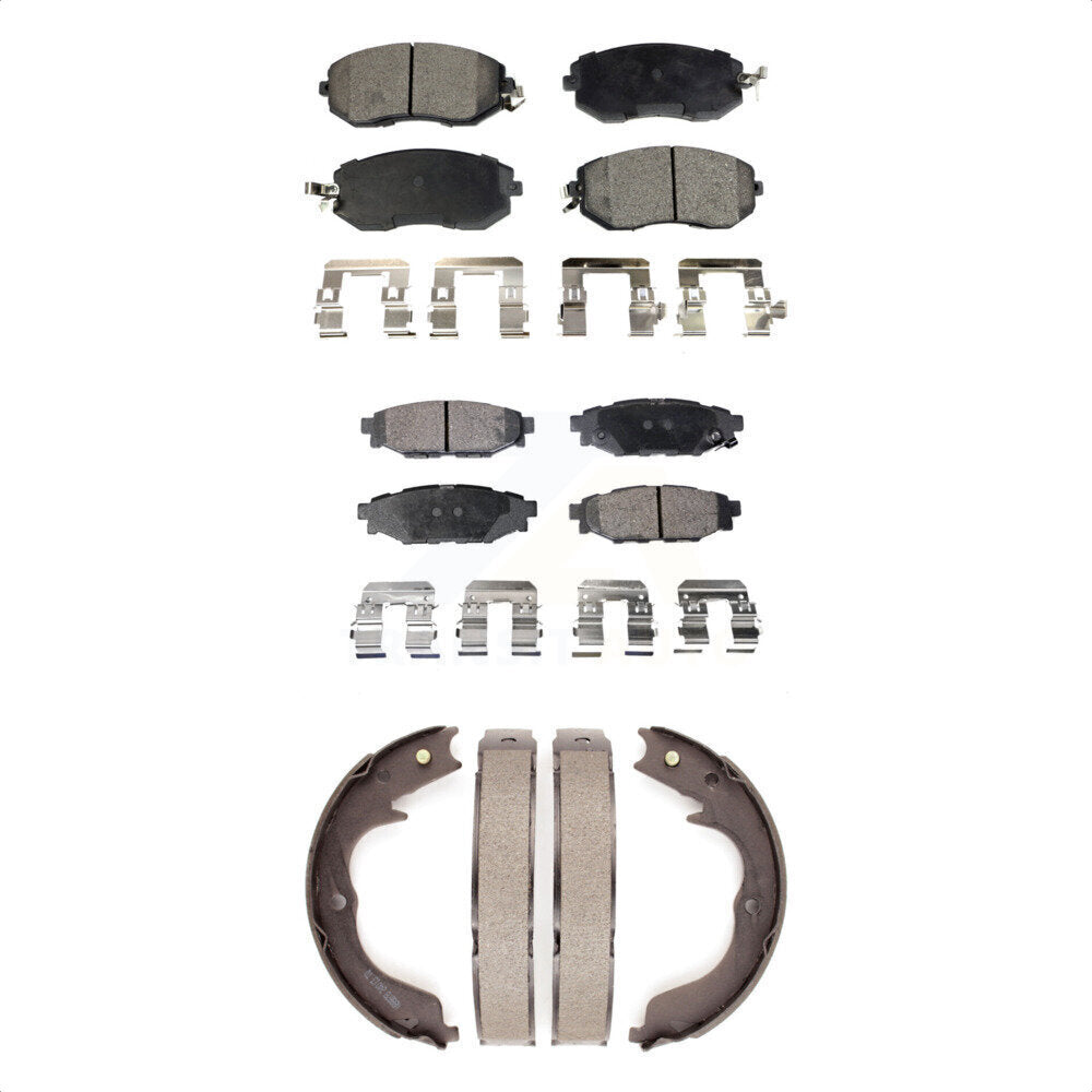 Ceramic Brake Pads And Parking Shoes Front Rear Kit For Subaru Impreza Forester