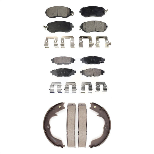 Ceramic Brake Pads And Parking Shoes Front Rear Kit For Subaru Impreza Forester