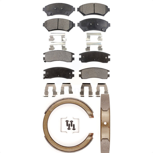Ceramic Brake Pads Parking Shoes Front Rear Kit For Chevrolet Impala Buick Grand