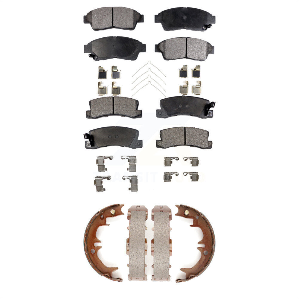 Ceramic Brake Pads & Parking Shoe Front Rear Kit For 1992-1999 Toyota Camry 2.2L