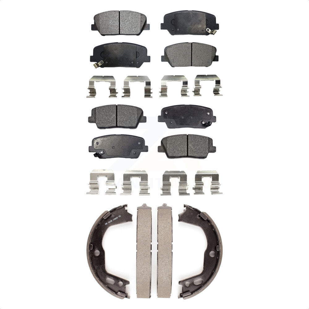 Ceramic Brake Pads And Parking Shoes Front Rear Kit For Hyundai Genesis Coupe