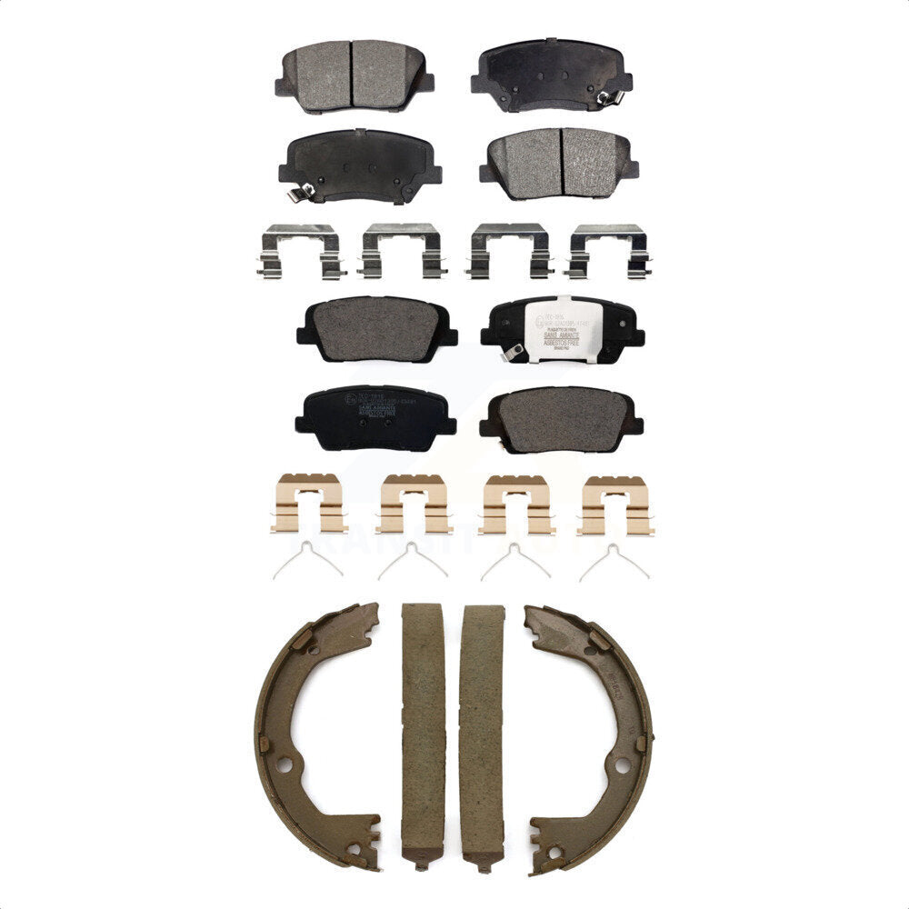Ceramic Brake Pads And Parking Shoes Front Rear Kit For Kia Sorento