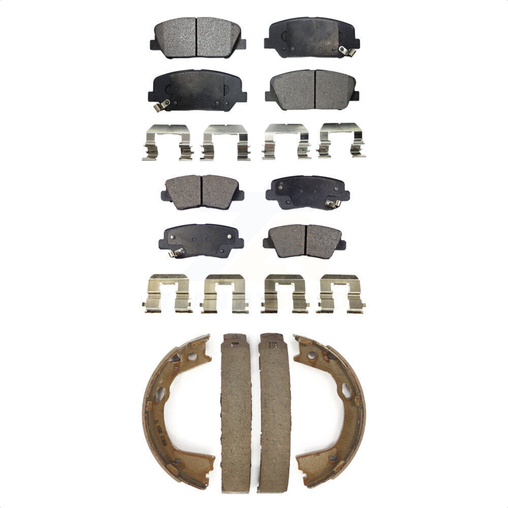 Ceramic Brake Pads And Parking Shoes Front Rear Kit For Kia Optima