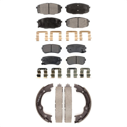 Ceramic Brake Pads And Parking Shoes Front Rear Kit For Hyundai Elantra