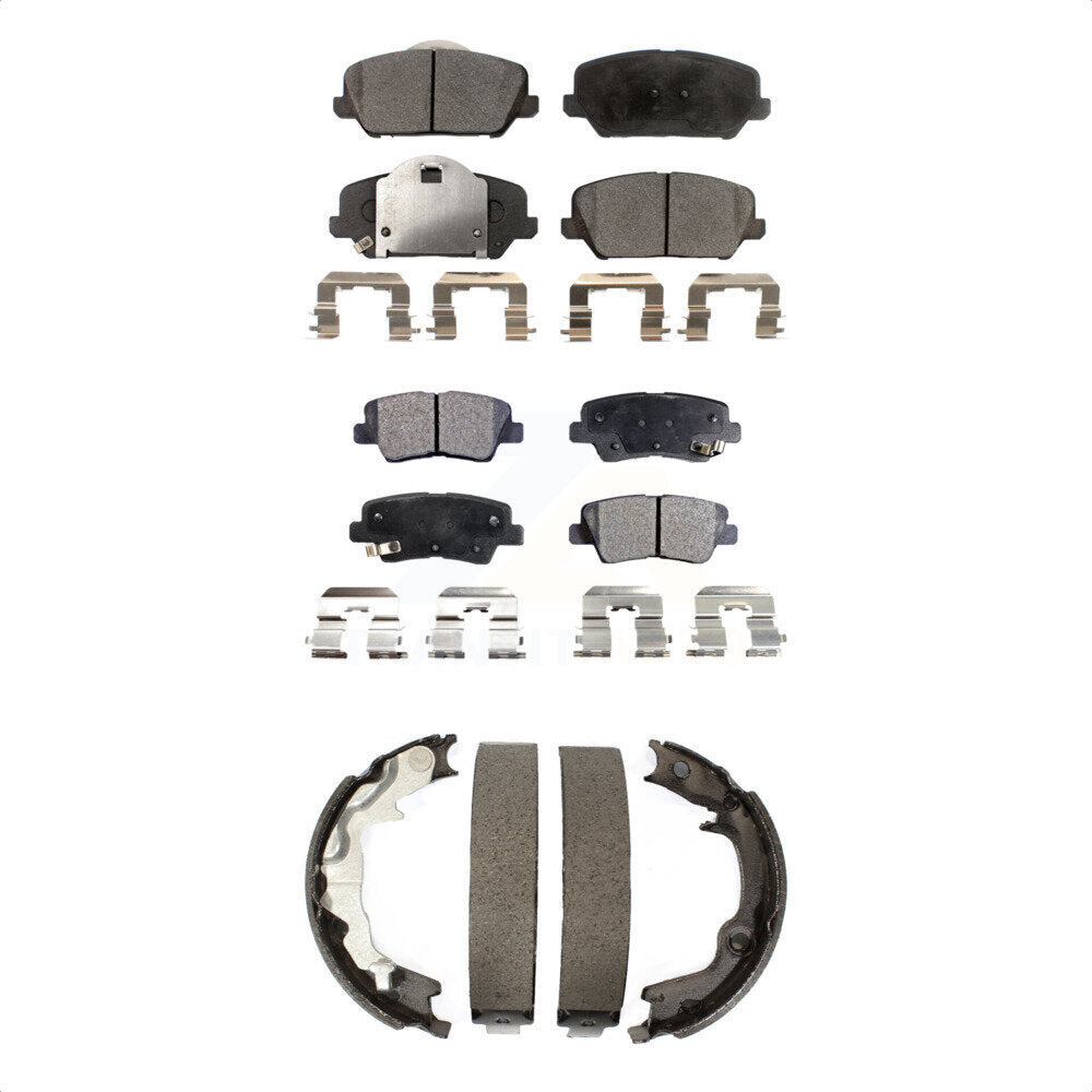 Ceramic Brake Pads & Parking Shoe Front Rear Kit For Kia Forte Koup Turbocharged