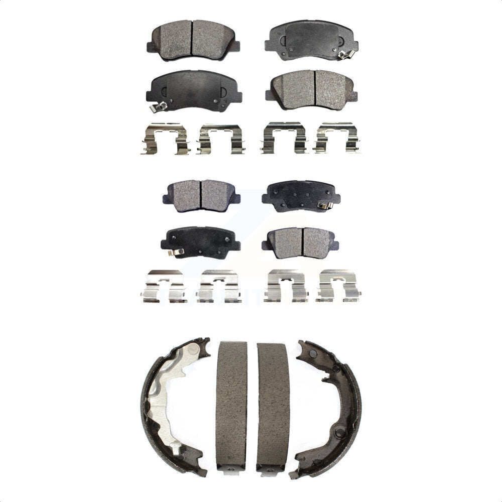 Ceramic Brake Pads And Parking Shoes Front Rear Kit For 2014 Kia Forte Koup
