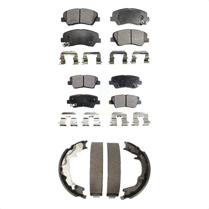 Ceramic Brake Pads And Parking Shoes Front Rear Kit For 2014 Kia Forte Koup