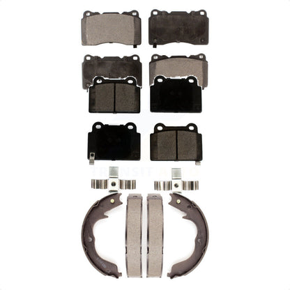 Ceramic Brake Pads And Parking Shoes Front Rear Kit For Mitsubishi Lancer