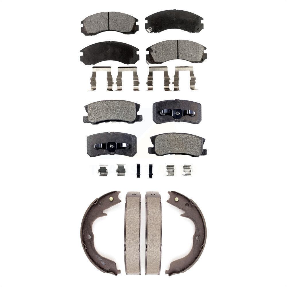 Ceramic Brake Pads And Parking Shoes Front Rear Kit For Mitsubishi Lancer