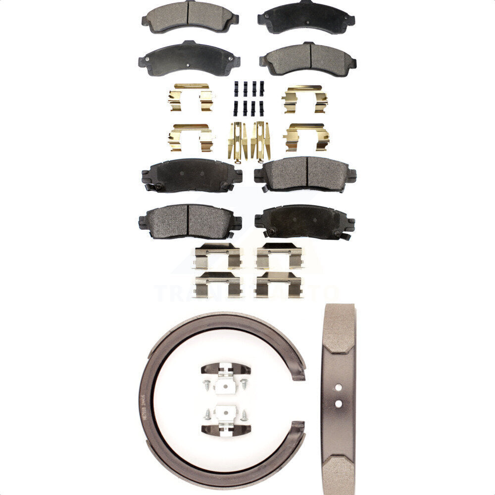 Ceramic Brake Pads & Parking Shoes Front Rear Kit For GMC Chevrolet Envoy XL EXT