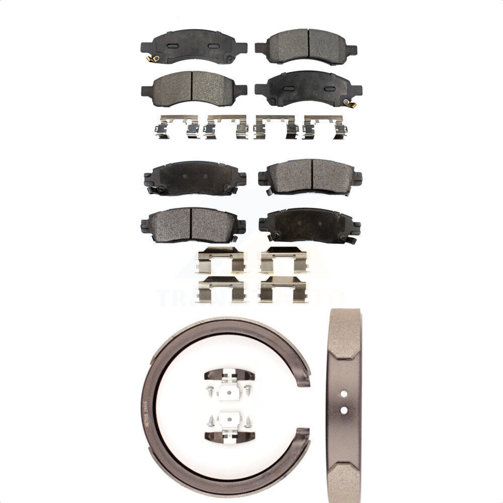 Ceramic Brake Pads Parking Shoes Front Rear Kit For Chevrolet Trailblazer GMC XL