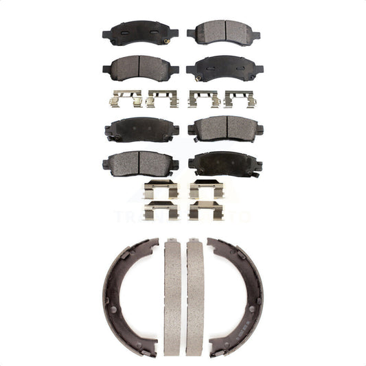 Ceramic Brake Pads And Parking Shoes Front Rear Kit For GMC Acadia Buick Enclave