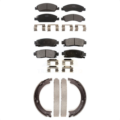 Ceramic Brake Pads And Parking Shoes Front Rear Kit For Cadillac XTS
