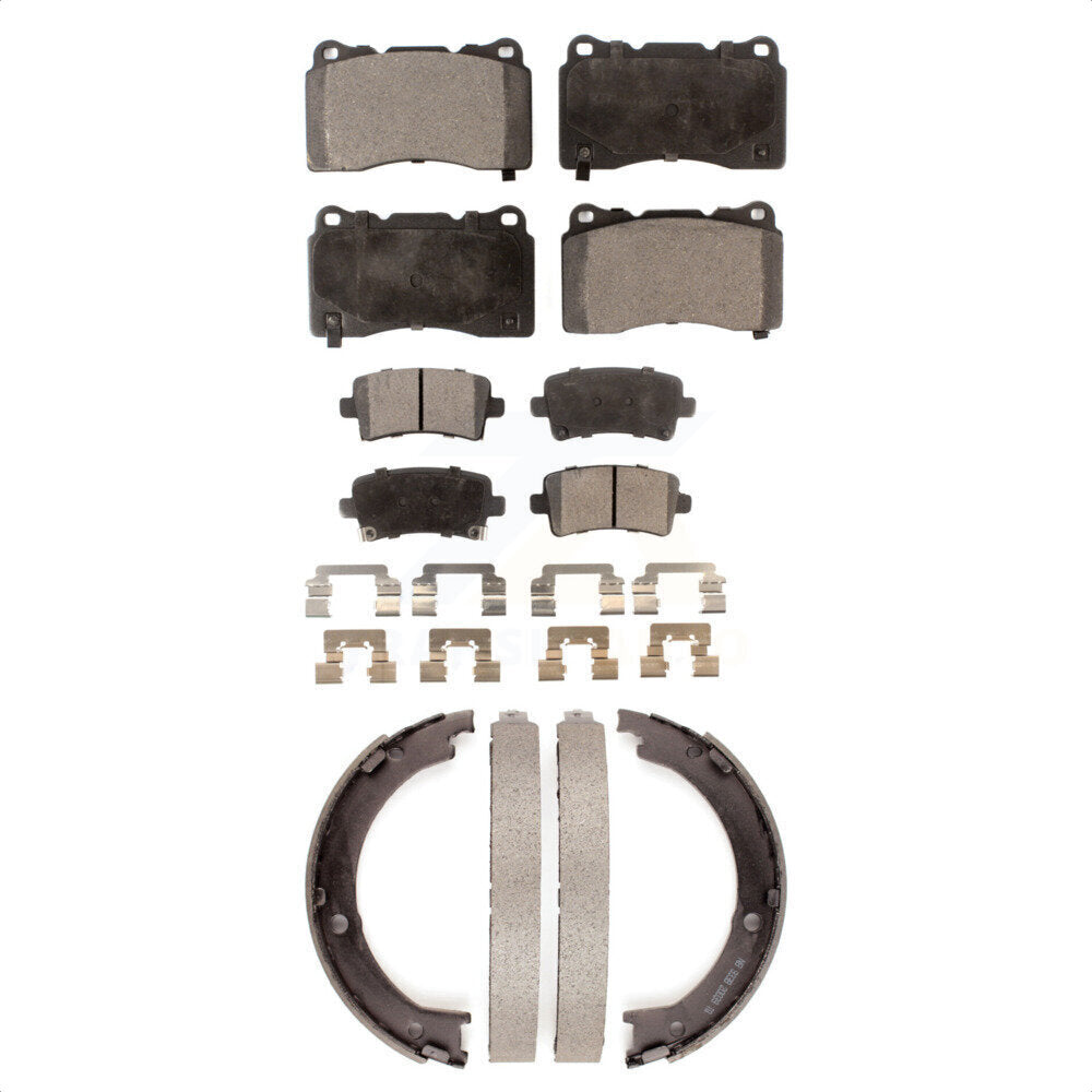 Ceramic Brake Pads And Parking Shoes Front Rear Kit For Cadillac XTS