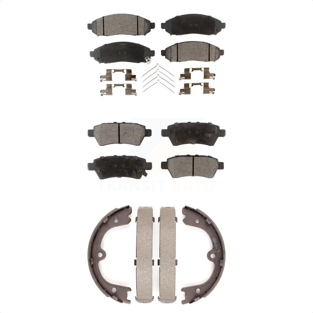 Ceramic Brake Pads And Parking Shoes Front Rear Kit For Nissan Pathfinder Xterra