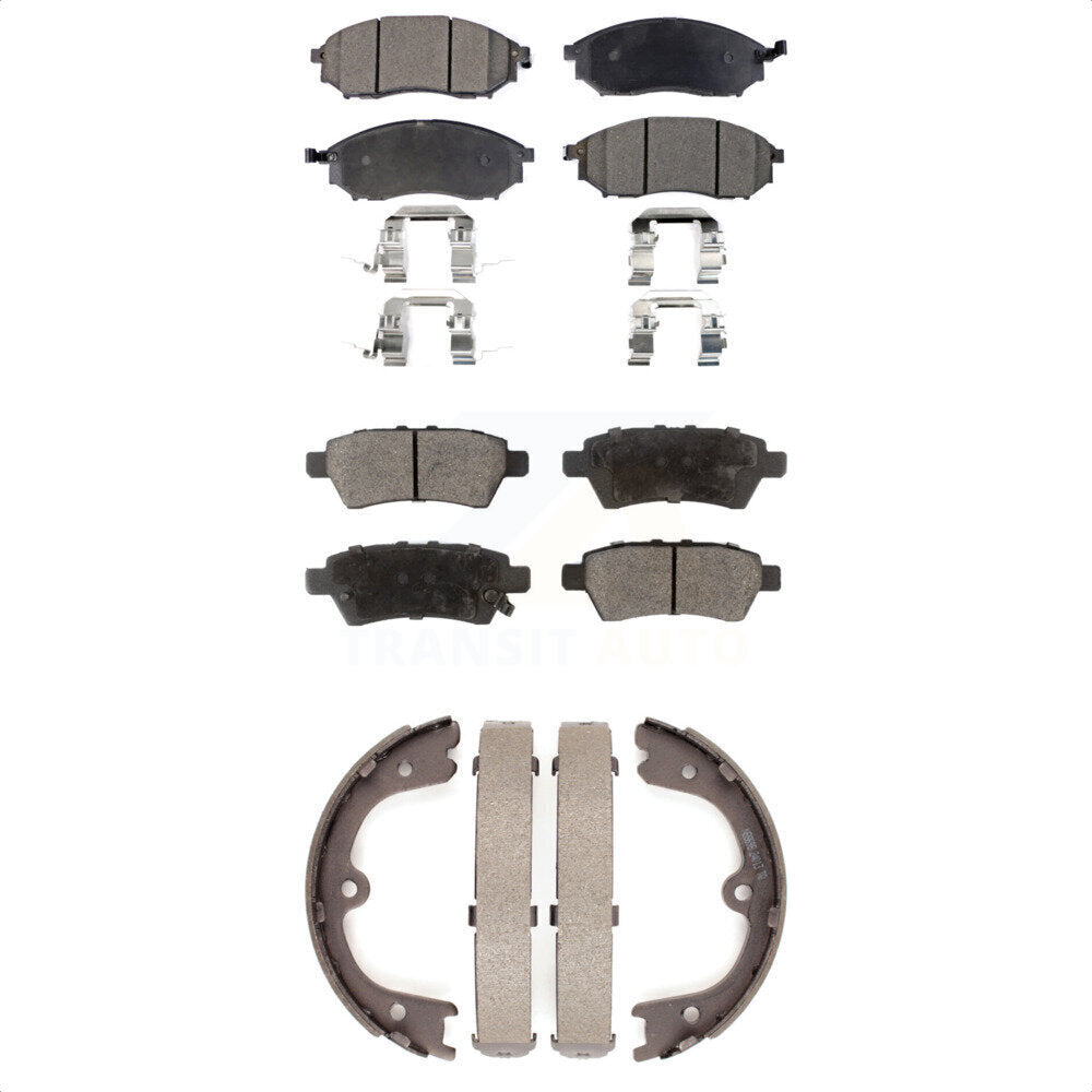 Ceramic Brake Pads Parking Shoes Front Rear Kit For 08-12 Nissan Pathfinder 5.6L