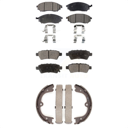 Ceramic Brake Pads Parking Shoes Front Rear Kit For 08-12 Nissan Pathfinder 5.6L