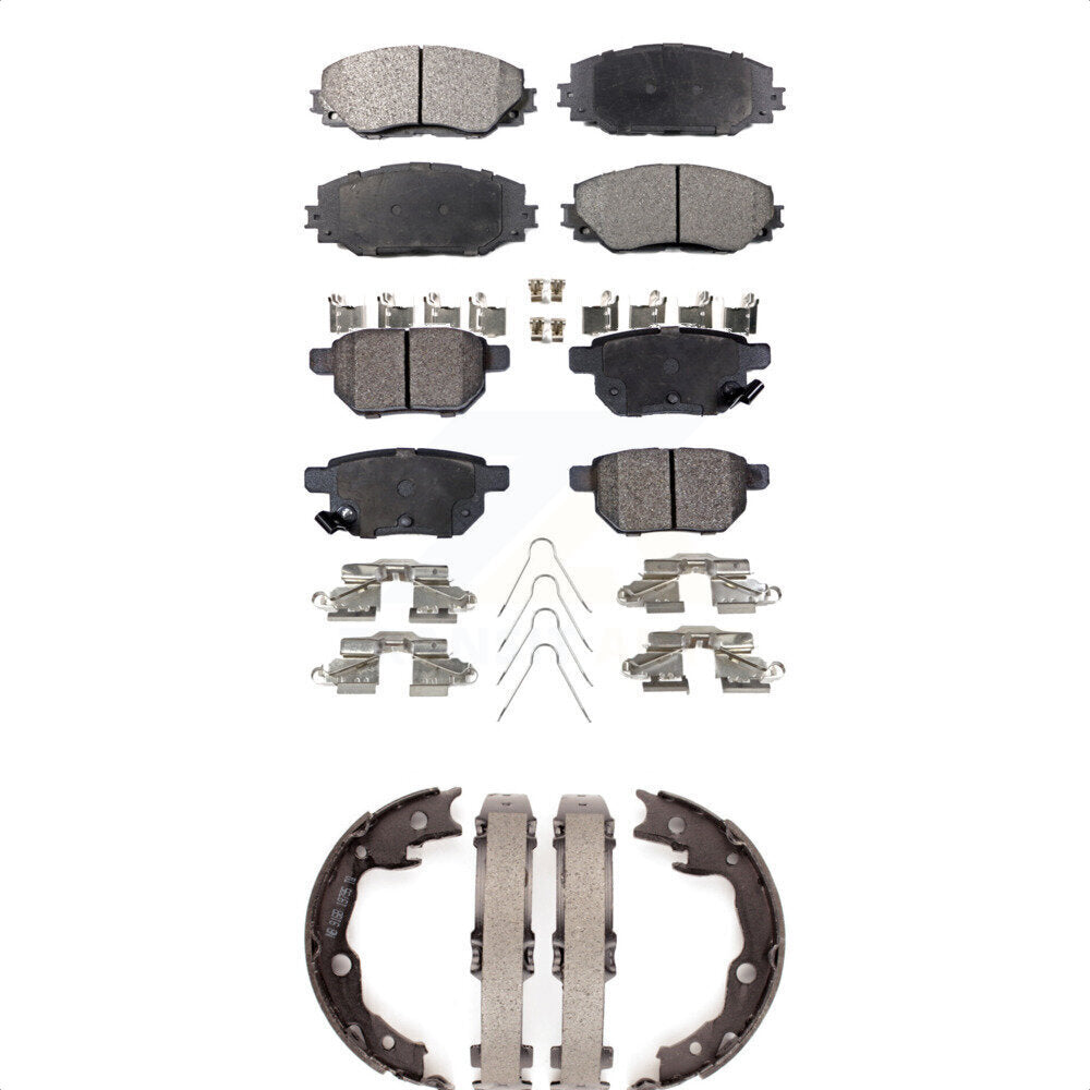 Ceramic Brake Pads & Parking Shoes Front Rear Kit For Toyota Matrix Pontiac Vibe