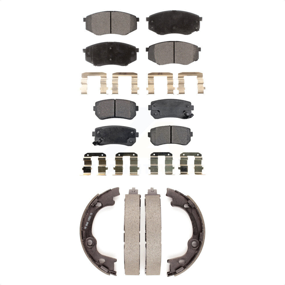 Ceramic Brake Pads Parking Shoes Front Rear Kit For 2010-2012 Hyundai Tucson FWD