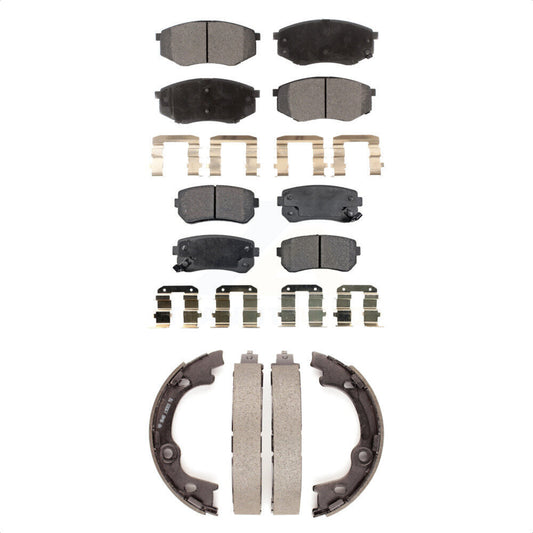 Ceramic Brake Pads Parking Shoes Front Rear Kit For 2010-2012 Hyundai Tucson FWD
