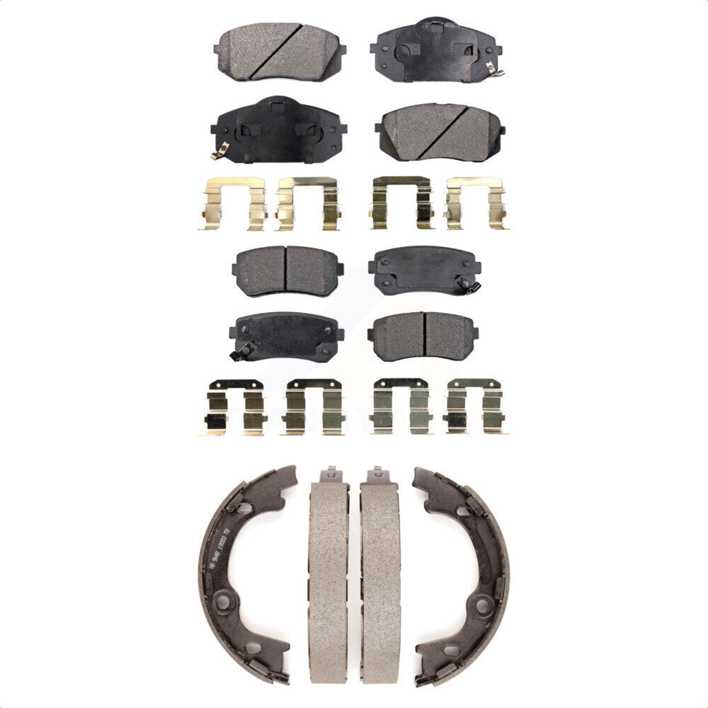 Ceramic Brake Pads Parking Shoes Front Rear Kit For 2013-2015 Hyundai Tucson FWD