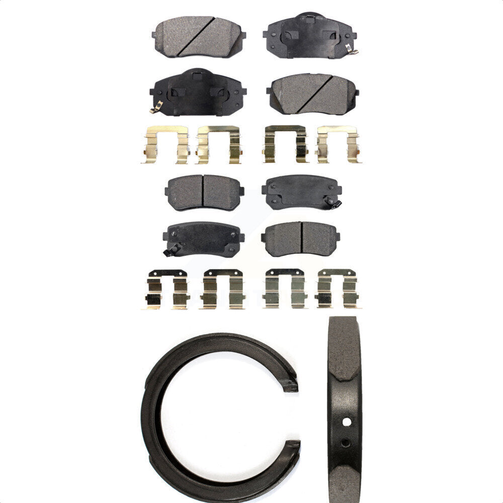 Ceramic Brake Pads & Parking Shoe Front Rear Kit For Hyundai Tucson Kia Sportage