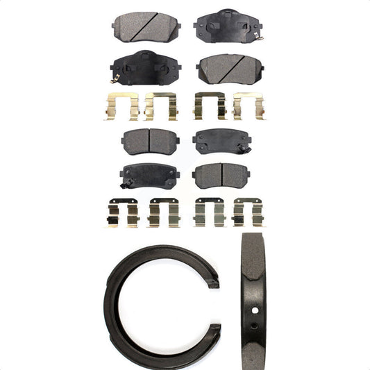 Ceramic Brake Pads & Parking Shoe Front Rear Kit For Hyundai Tucson Kia Sportage