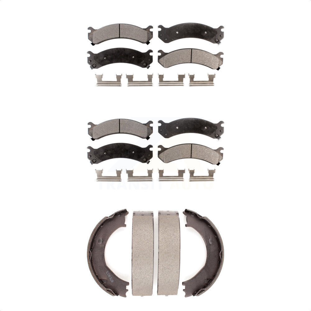 Ceramic Brake Pads Parking Shoes Front Rear Kit For Chevrolet GMC Silverado 3500
