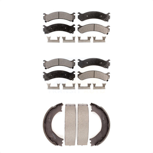 Ceramic Brake Pads Parking Shoes Front Rear Kit For Chevrolet GMC Silverado 3500
