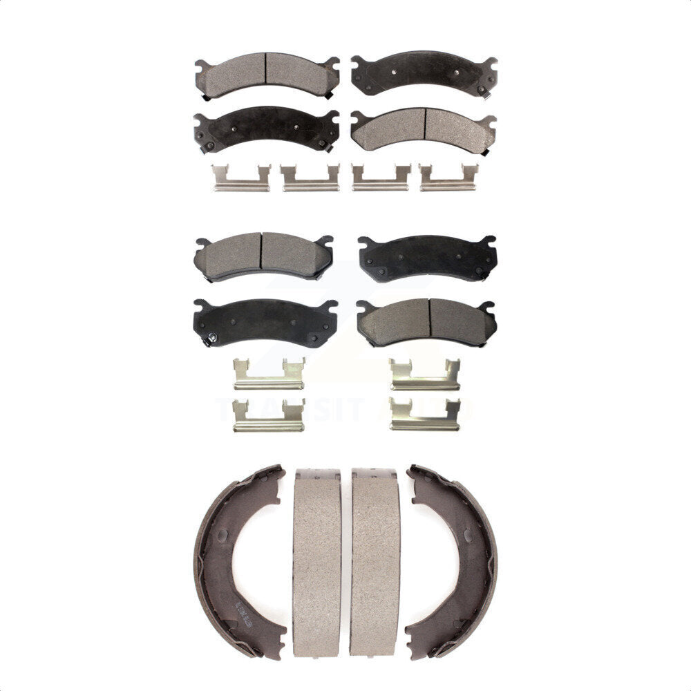 Ceramic Brake Pads Parking Shoes Front Rear Kit For Chevrolet GMC Sierra 2500 HD