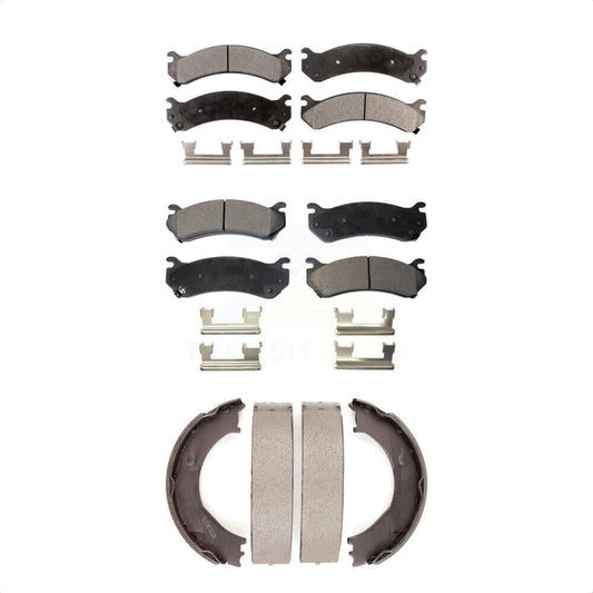 Ceramic Brake Pads Parking Shoes Front Rear Kit For Chevrolet GMC Sierra 2500 HD