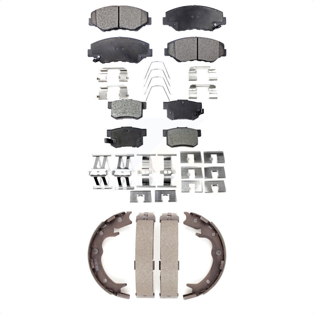 Ceramic Brake Pads And Parking Shoes Front Rear Kit For Honda CR-V Element
