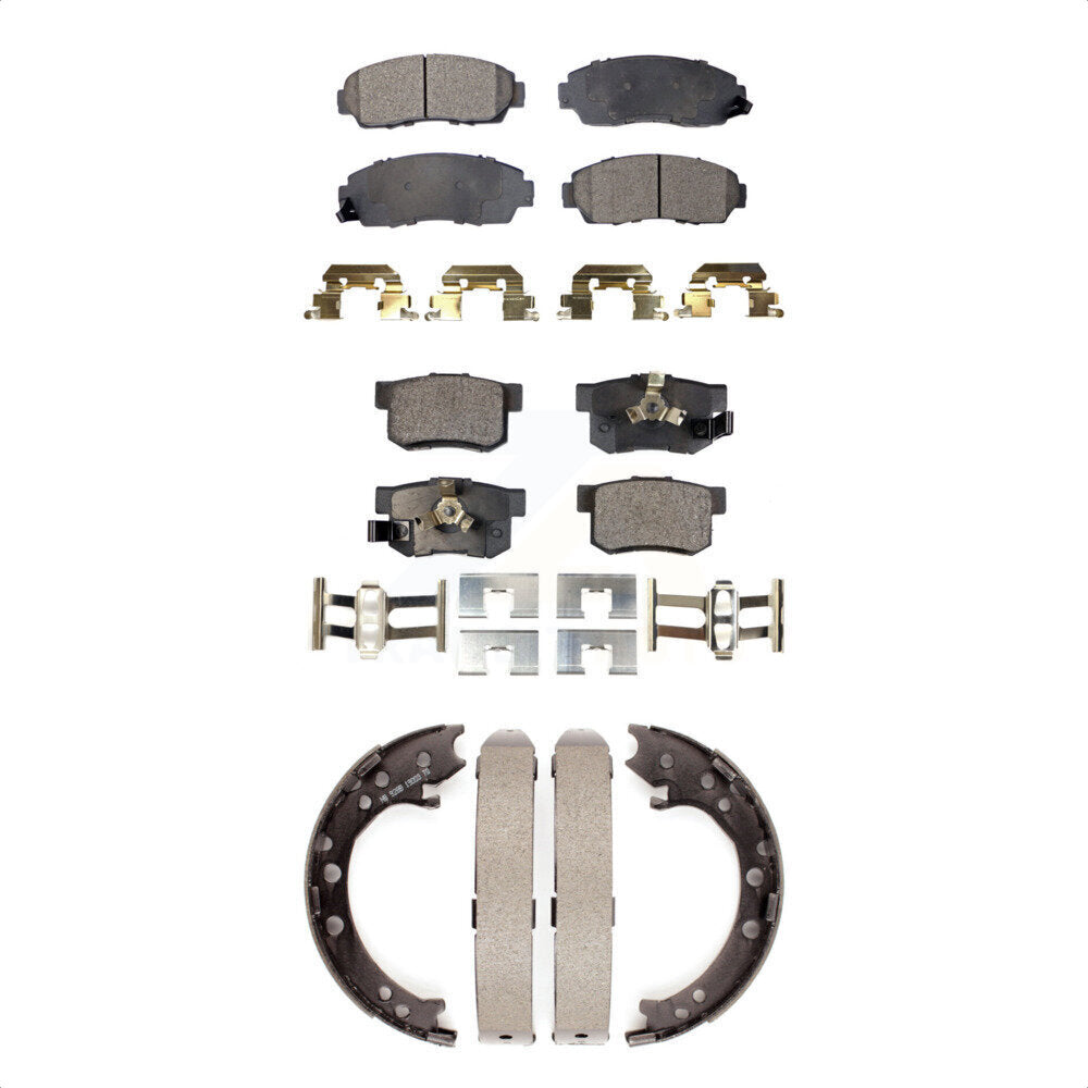 Ceramic Brake Pads And Parking Shoes Front Rear Kit For Honda CR-V Acura RDX