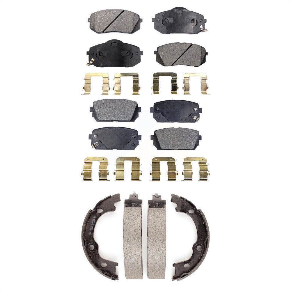 Ceramic Brake Pads And Parking Shoes Front Rear Kit For 2007-2010 Kia Rondo