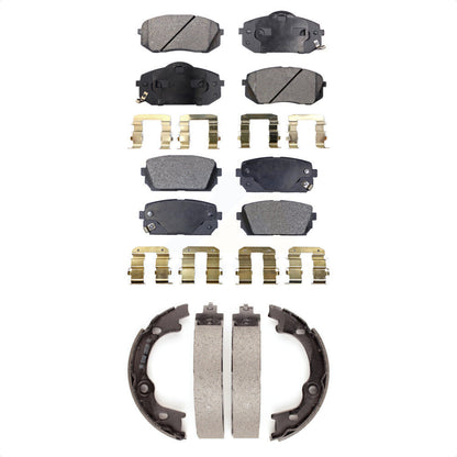 Ceramic Brake Pads And Parking Shoes Front Rear Kit For 2007-2010 Kia Rondo